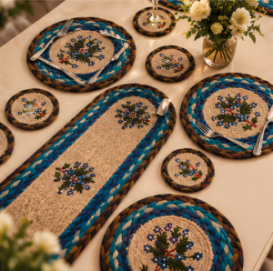 Handcrafted Jute Table Runner & Placemat Set
