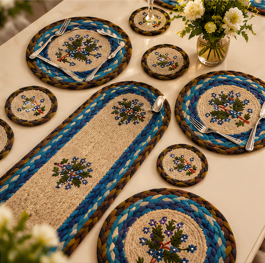 Handcrafted Jute Table Runner & Placemat Set